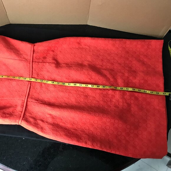 Tahari Arthur S. Levine Sheath Dress, Orange Sleeveless Textured Lined, Size 8 - Picture 11 of 12